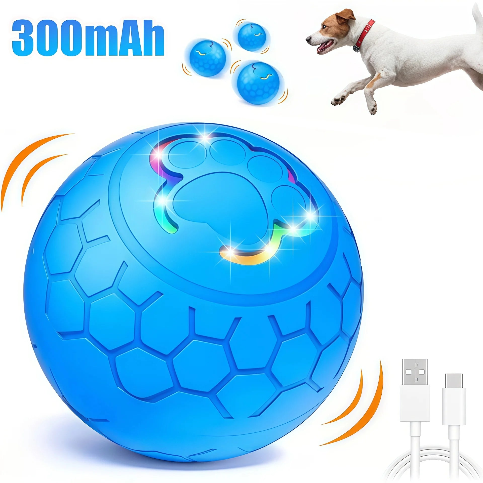 Smart Dog Interactive Toy Ball Electronic Pet Toy Ball USB Automatic Bouncing Rolling Toy Ball with RGB Lights Puppy Cat Product