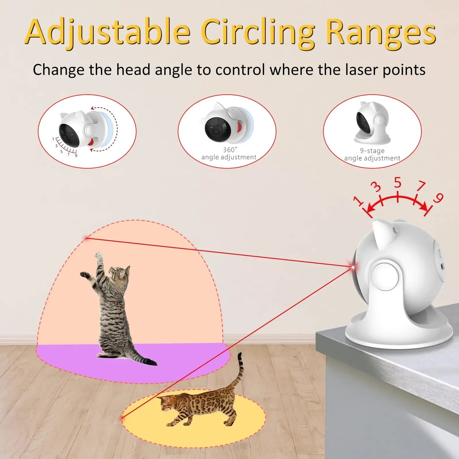 Automatic Cat Laser Toys Interactive Rechargeable Laser Cat Toys for Indoor Cats/Dog/Kitty Slow and Fast Mode