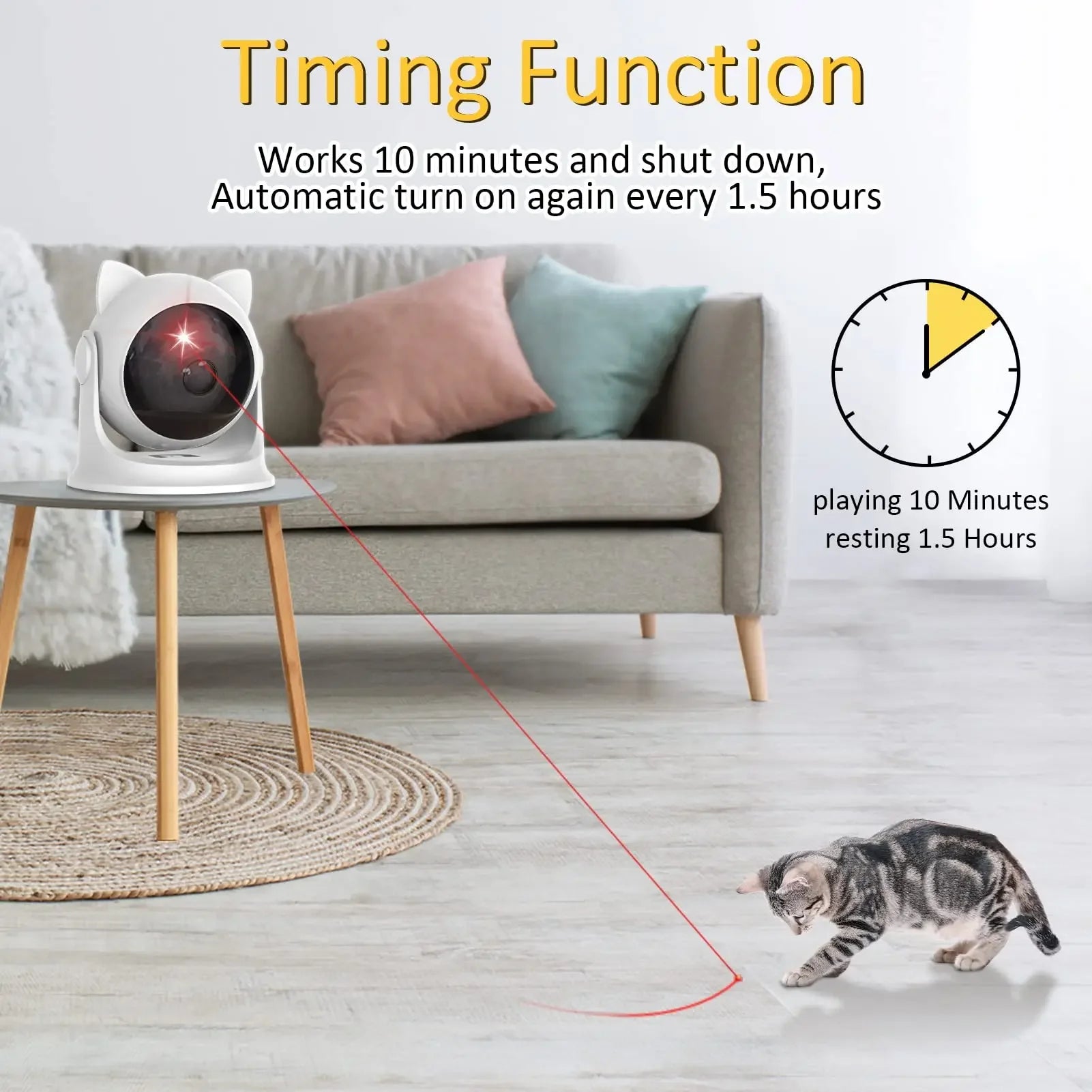 Automatic Cat Laser Toys Interactive Rechargeable Laser Cat Toys for Indoor Cats/Dog/Kitty Slow and Fast Mode