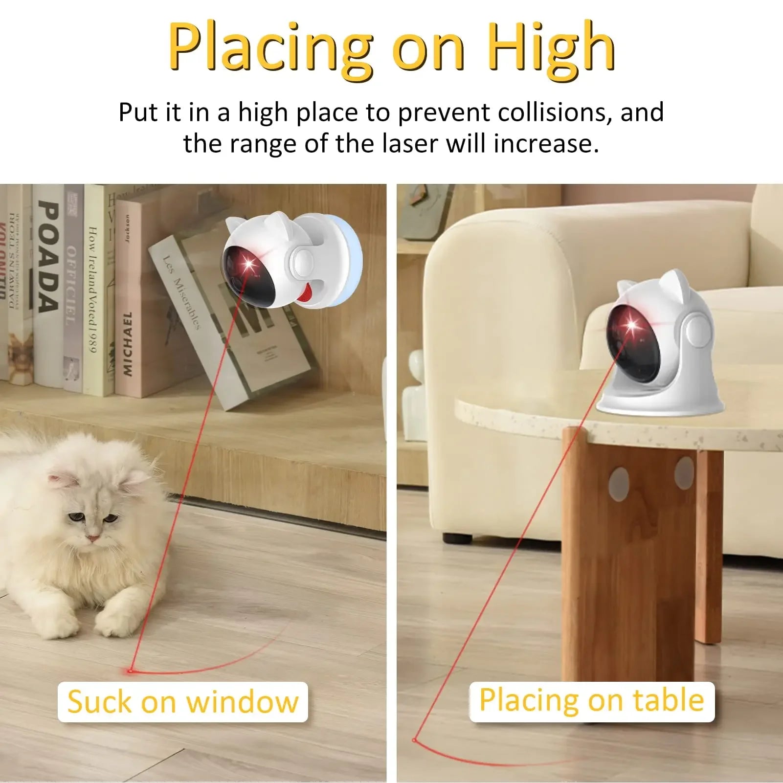 Automatic Cat Laser Toys Interactive Rechargeable Laser Cat Toys for Indoor Cats/Dog/Kitty Slow and Fast Mode