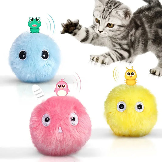 Smart Cat Toys Interactive Ball Plush Electric Catnip Training Toy Kitten Touch Sounding Pet Product Squeak Toy Ball Cat Supplie