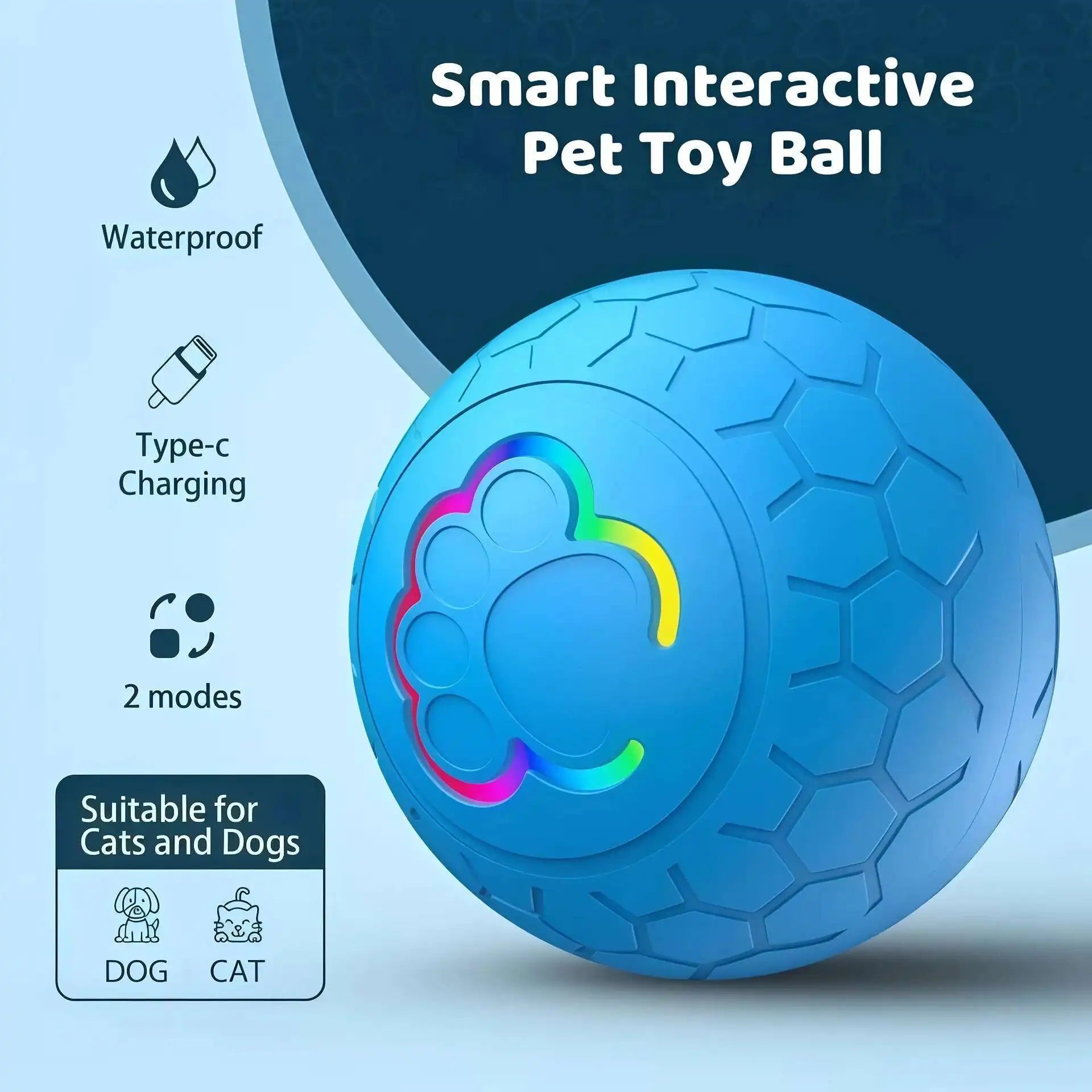 Smart Dog Interactive Toy Ball Electronic Pet Toy Ball USB Automatic Bouncing Rolling Toy Ball with RGB Lights Puppy Cat Product