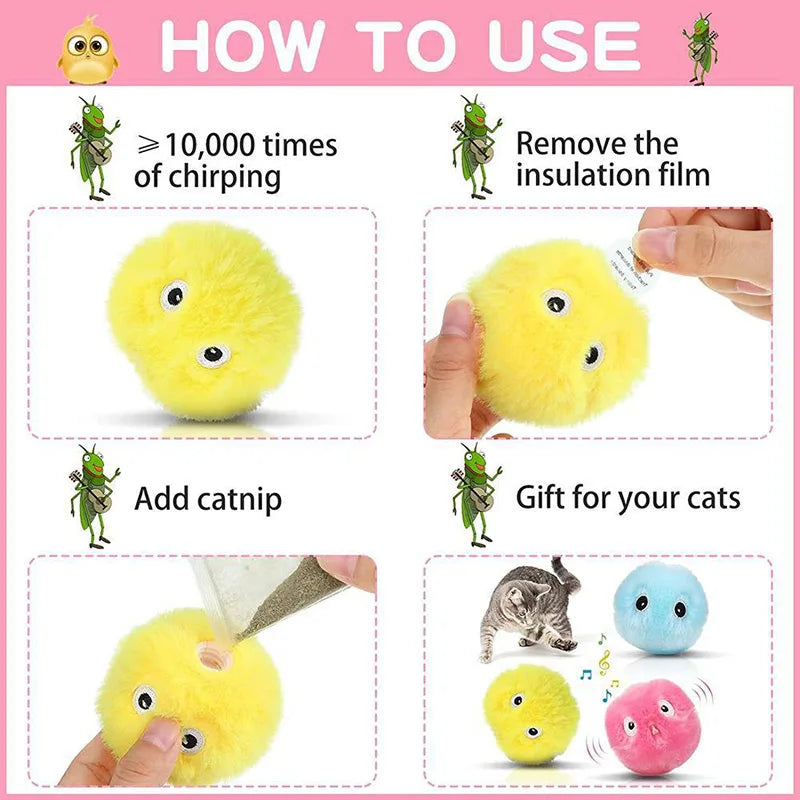 Smart Cat Toys Interactive Ball Plush Electric Catnip Training Toy Kitten Touch Sounding Pet Product Squeak Toy Ball Cat Supplie