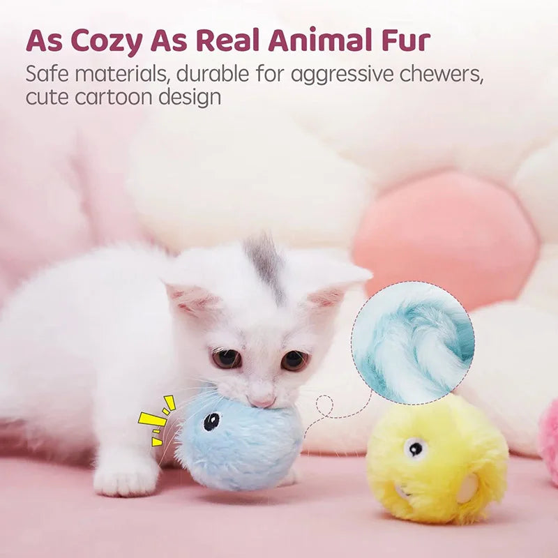 Smart Cat Toys Interactive Ball Plush Electric Catnip Training Toy Kitten Touch Sounding Pet Product Squeak Toy Ball Cat Supplie