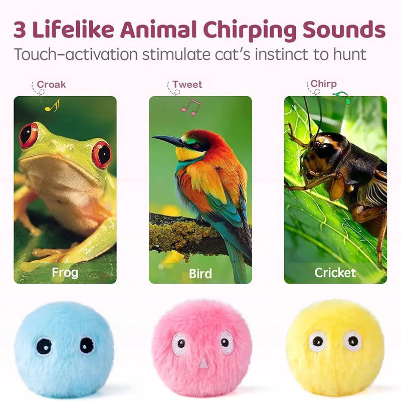 Smart Cat Toys Interactive Ball Plush Electric Catnip Training Toy Kitten Touch Sounding Pet Product Squeak Toy Ball Cat Supplie
