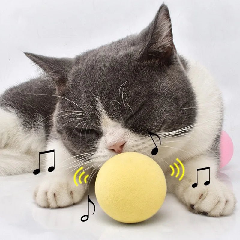Smart Cat Toys Interactive Ball Plush Electric Catnip Training Toy Kitten Touch Sounding Pet Product Squeak Toy Ball Cat Supplie